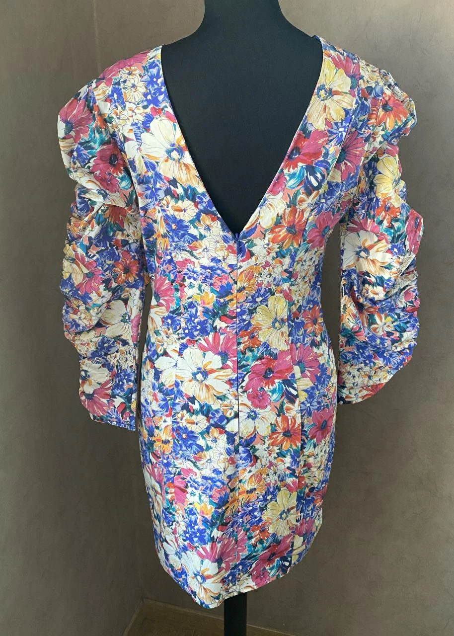 ZARA rechte bloemenjurk maat 36 - gekruiste mouwen, V-hals – photo 7
